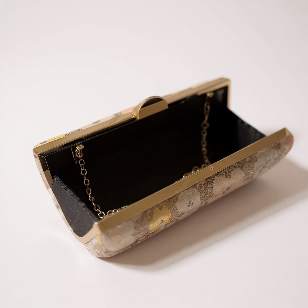 Golden Sequin Floral Evening Clutch Bag