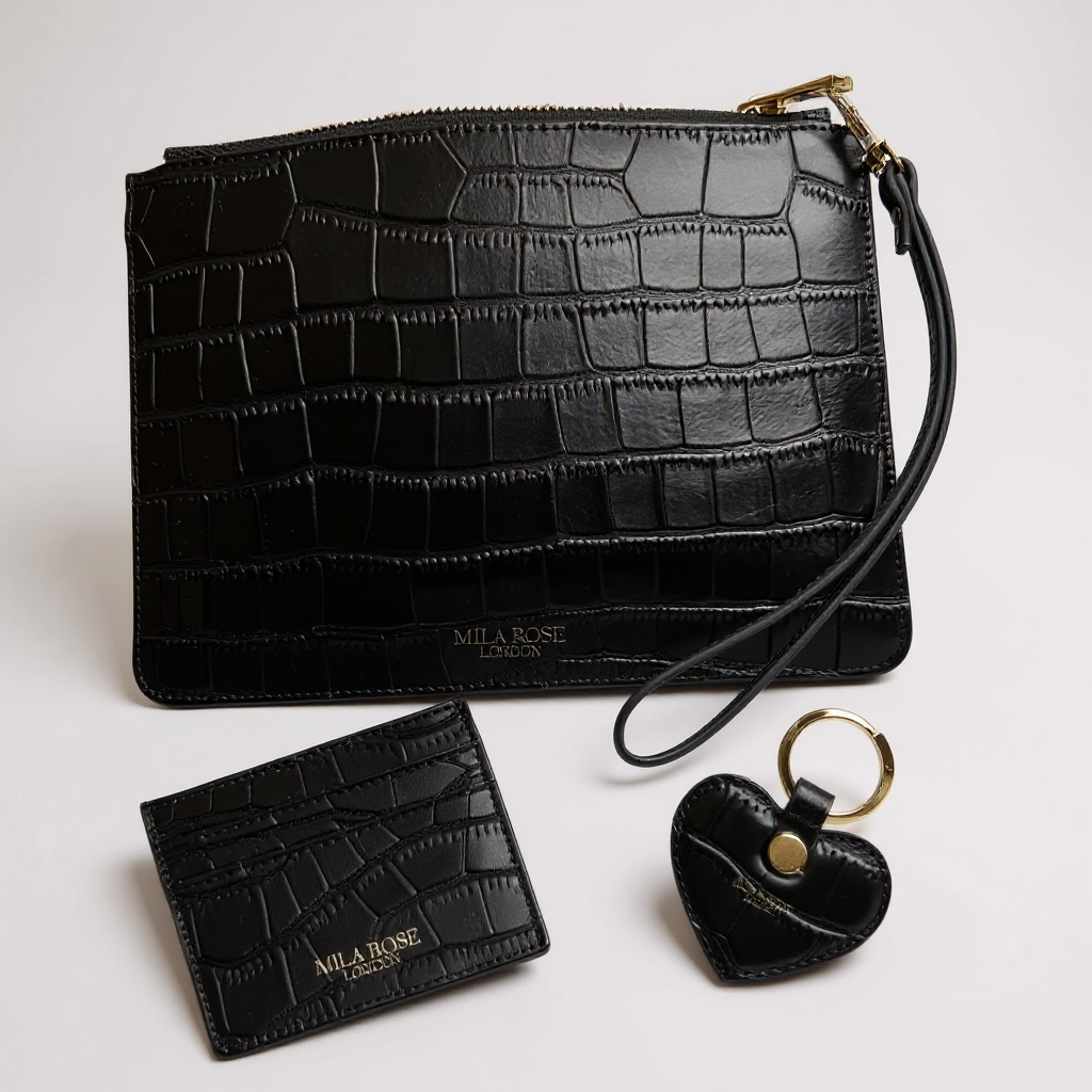 Leather Gift Set (Clutch, Key Ring & Card Holder)