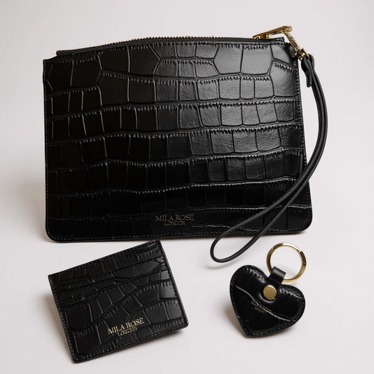 Leather Gift Set (Clutch, Key Ring & Card Holder)