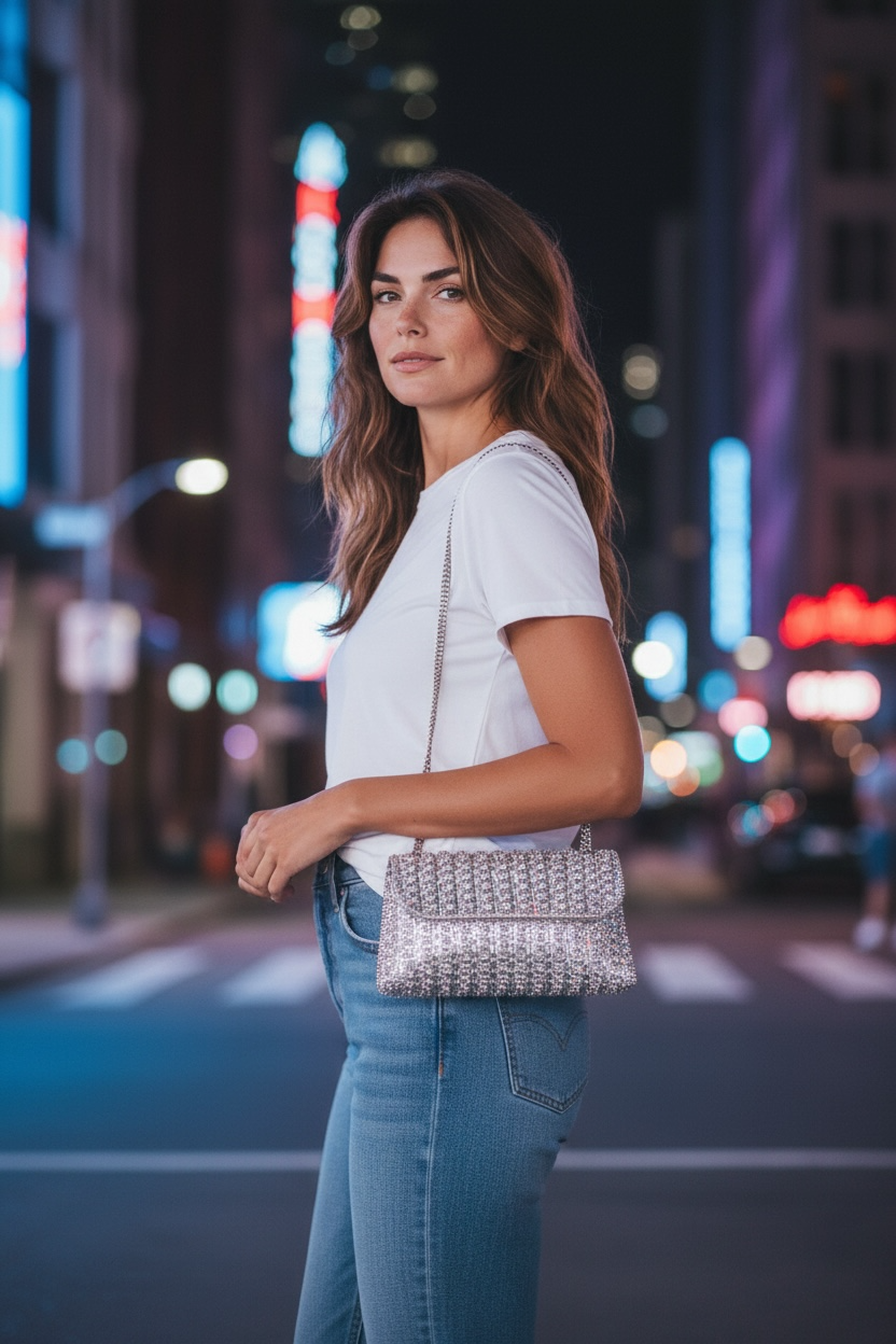 Radiant Elegance Silver Rhinestone Clutch