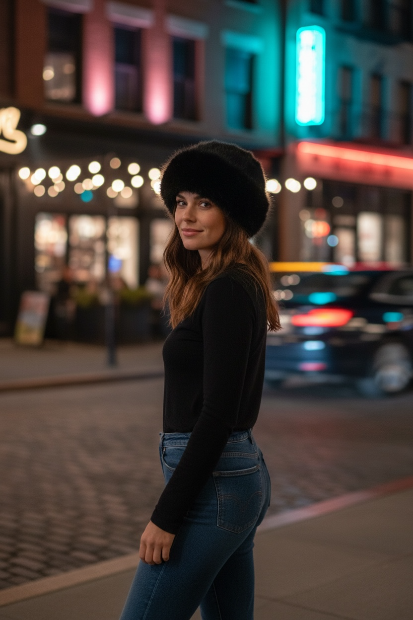 Hot Leopard Print Fur Hat in Beige