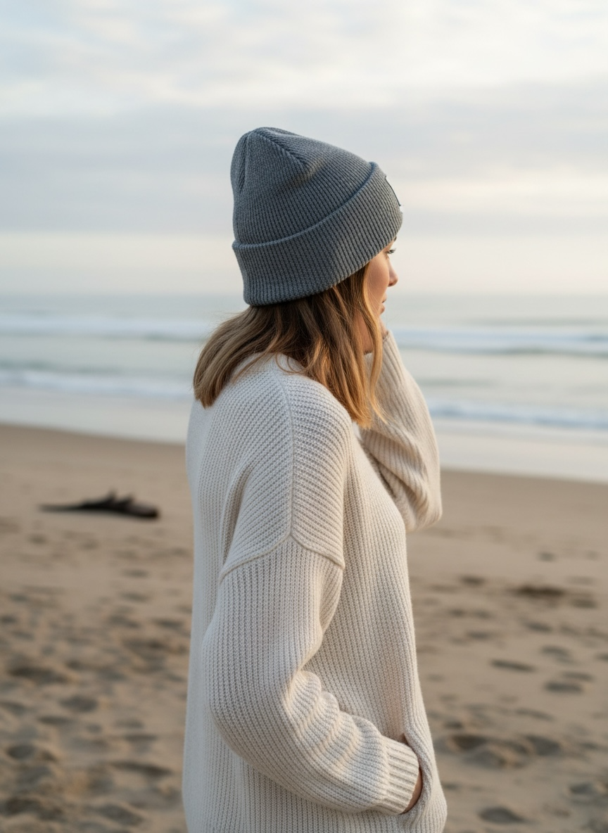 Winter Wool Hat Beanie Hat Grey