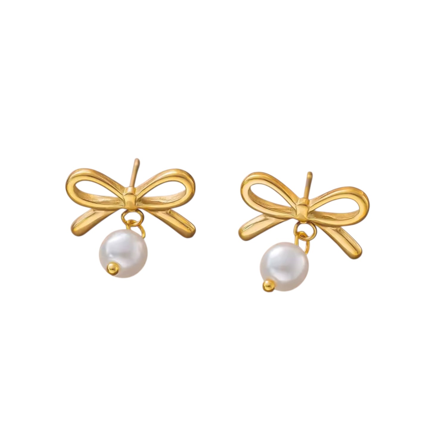 Gold Hoop Earring With bow & pearl