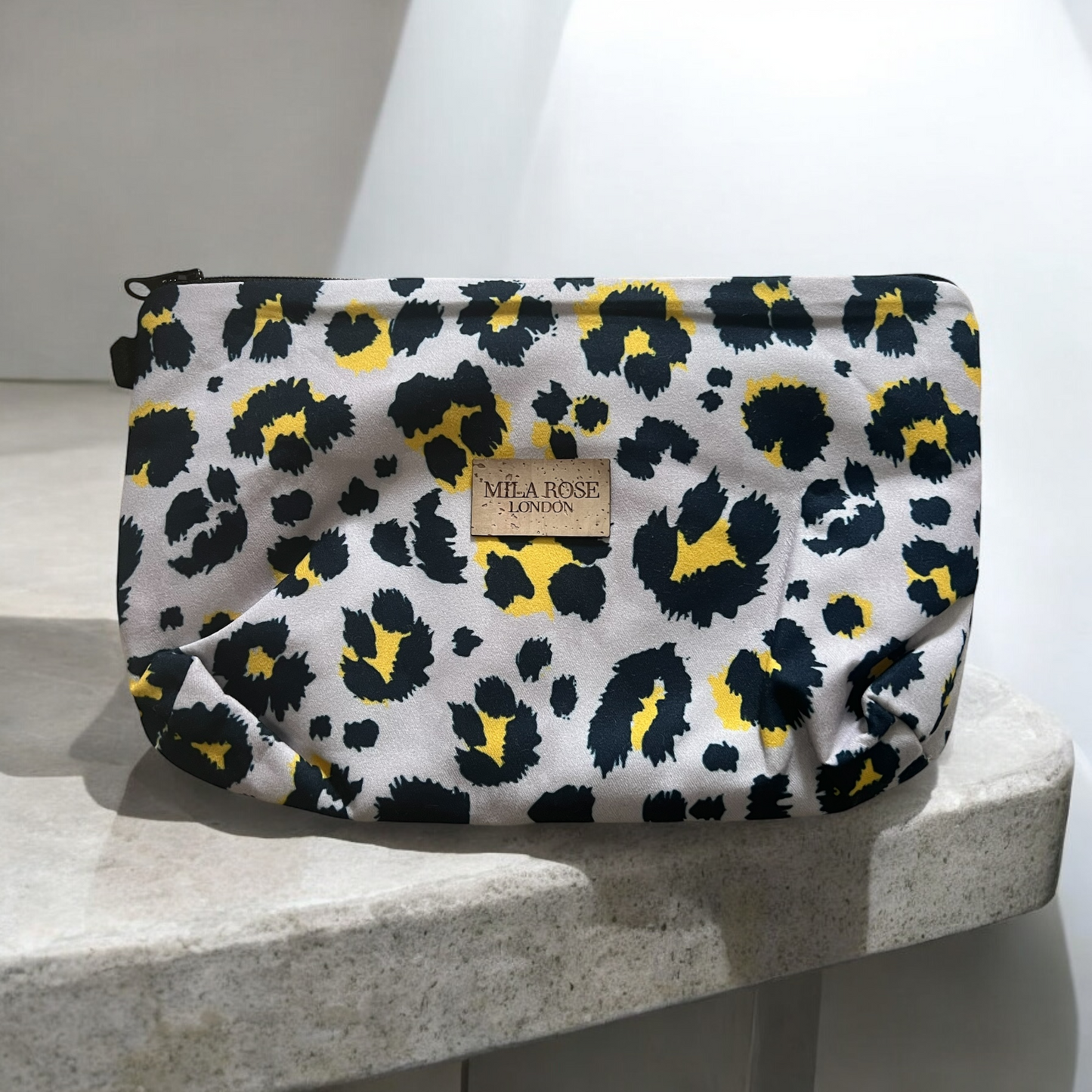 Cosmetic Pouch Grey & Yellow