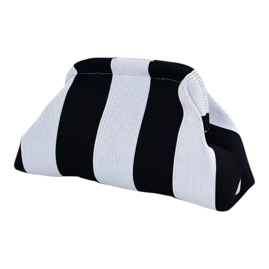 Sunny Shores Crochet Clutch Black & White