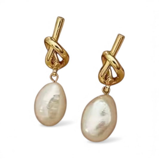 Knotted Detail Earring Pearl Shaped Earring