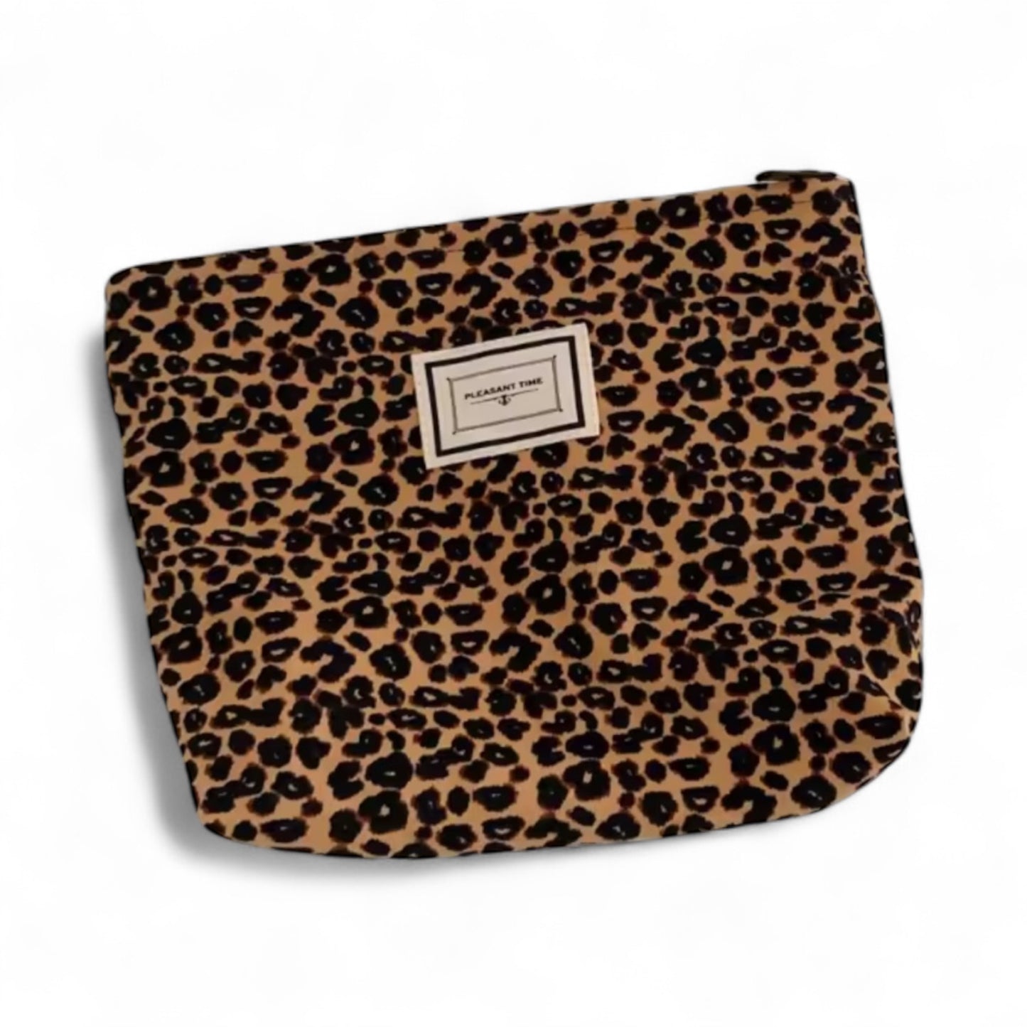 Cosmetic Makeup Pouch Brown Leopard Print