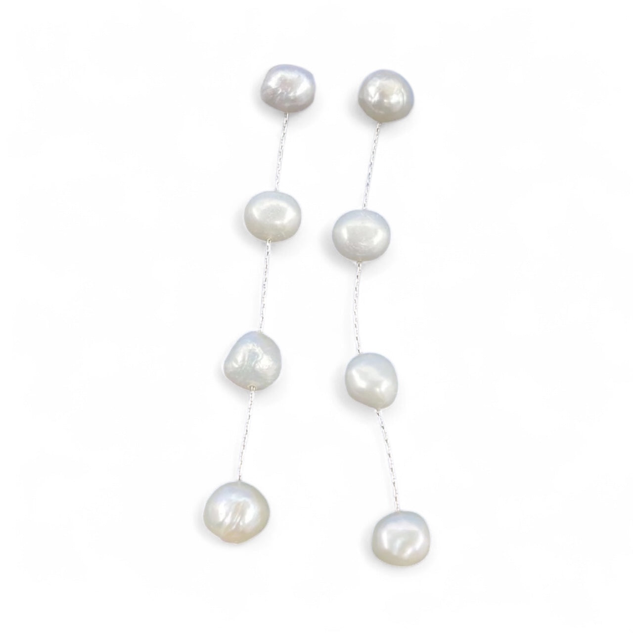 Four Pearl Drop Earrings in Silver