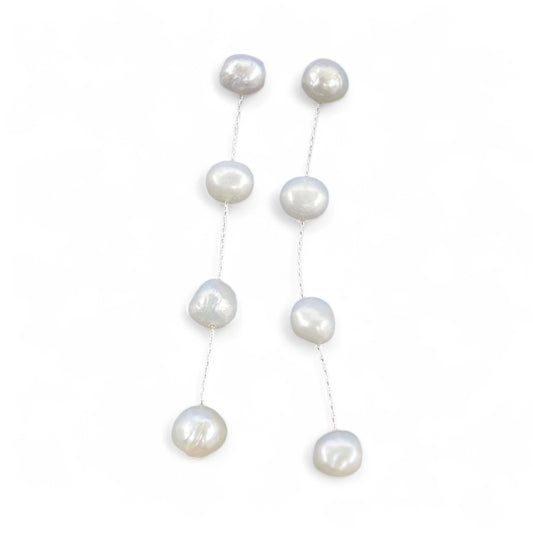 Four Pearl Drop Earrings in Silver