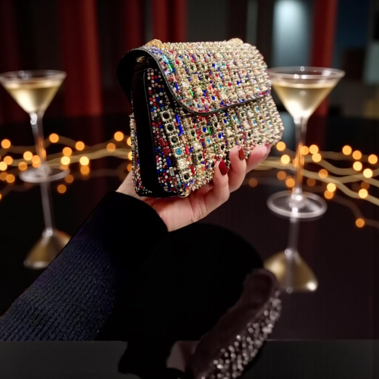 Radiant Elegance Multicolour Rhinestone Clutch