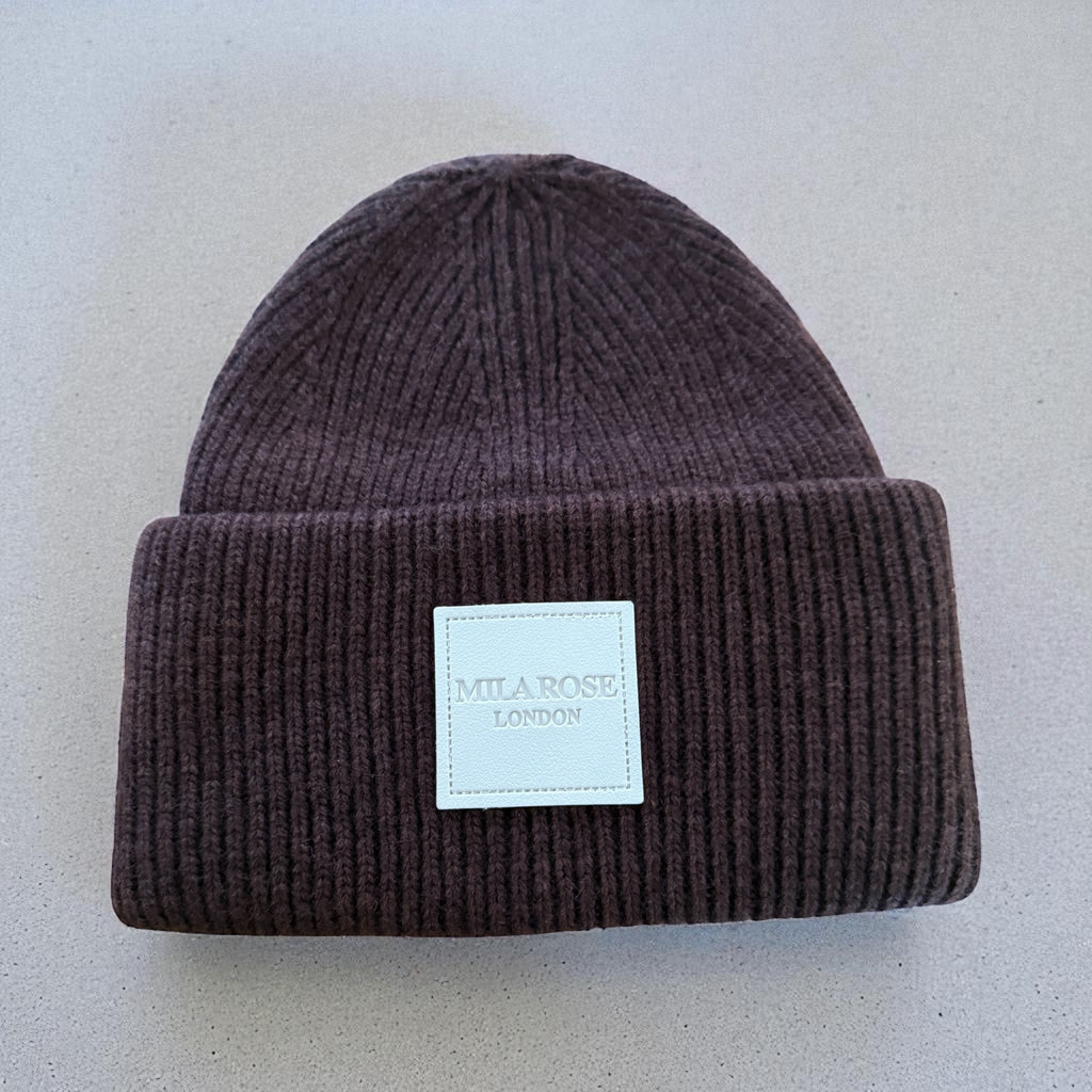 Winter Wool Hat Beanie Chocolate Brown