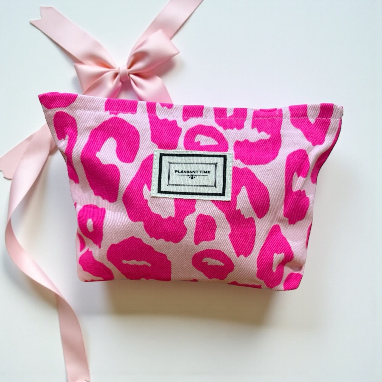 Leopard Print Cosmetic Makeup Pouch Pink