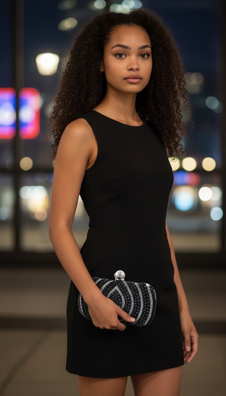 Pearl Black Clutch Handbag