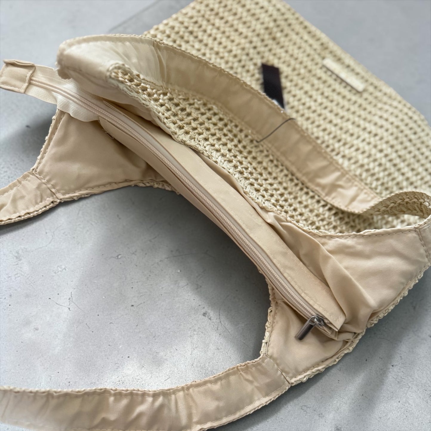Mila Rose London Woven Straw Shoulder Tote Bag in Cream