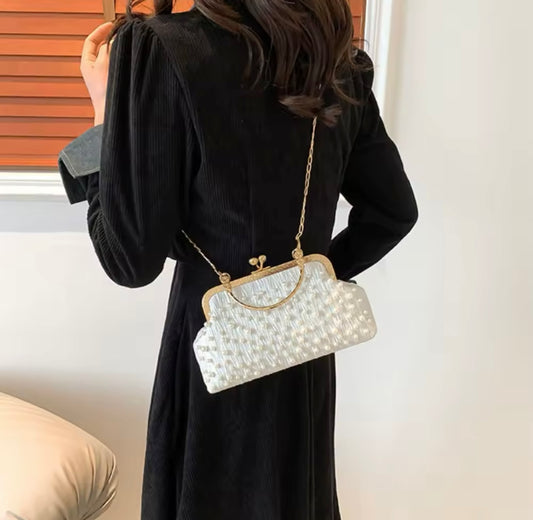 Elysian Elegance Pearl & Diamond Shell Bag