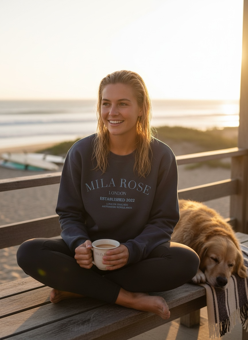 Mila Rose London Navy Crewneck Sweatshirt - 100% Cotton