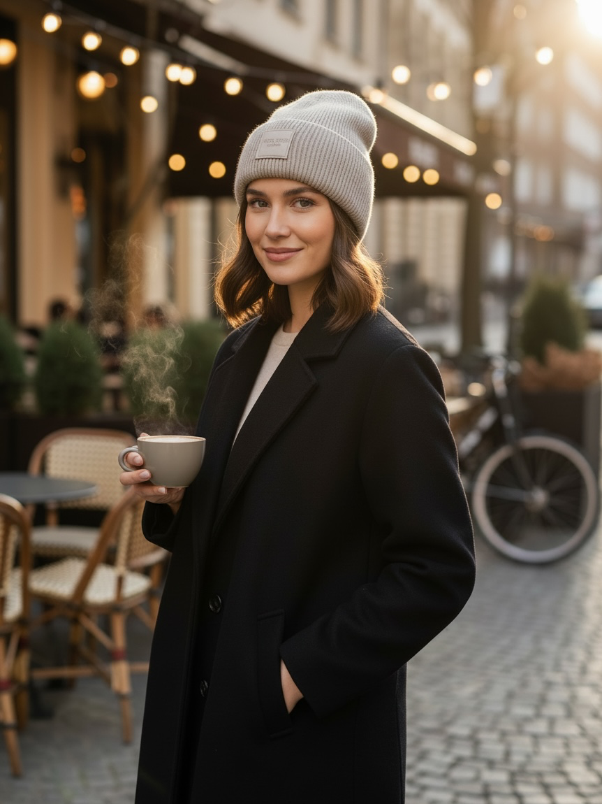 Mila Rose London Ribbed Wool-Blend Beanie – Oatmeal Beige