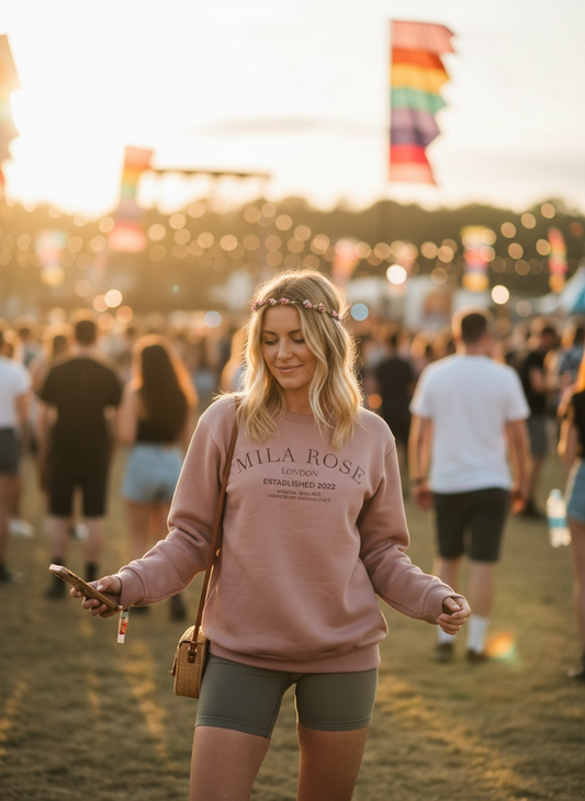 100% Cotton Crewneck Jumper - Dusky Pink⁠