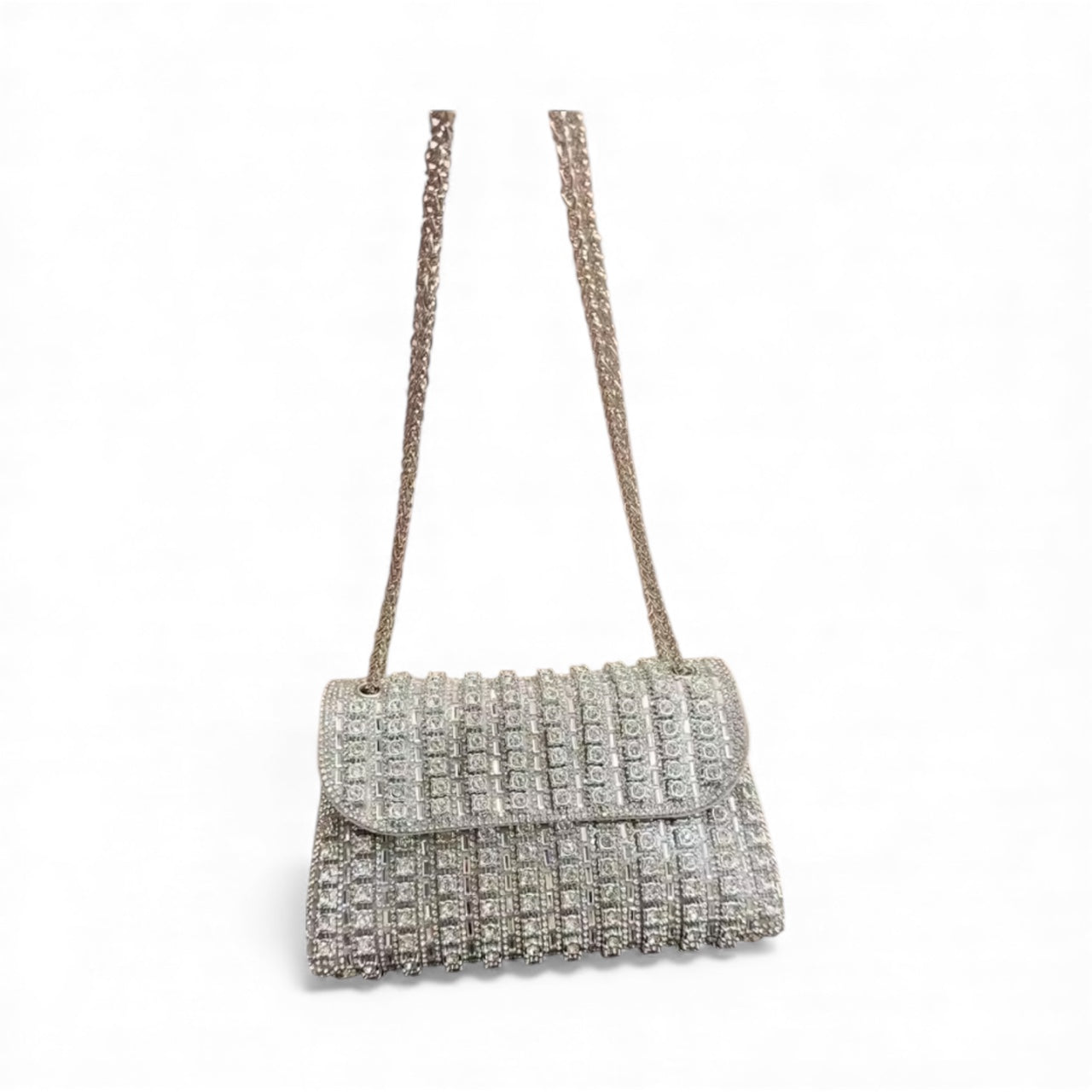 Radiant Elegance Silver Rhinestone Clutch