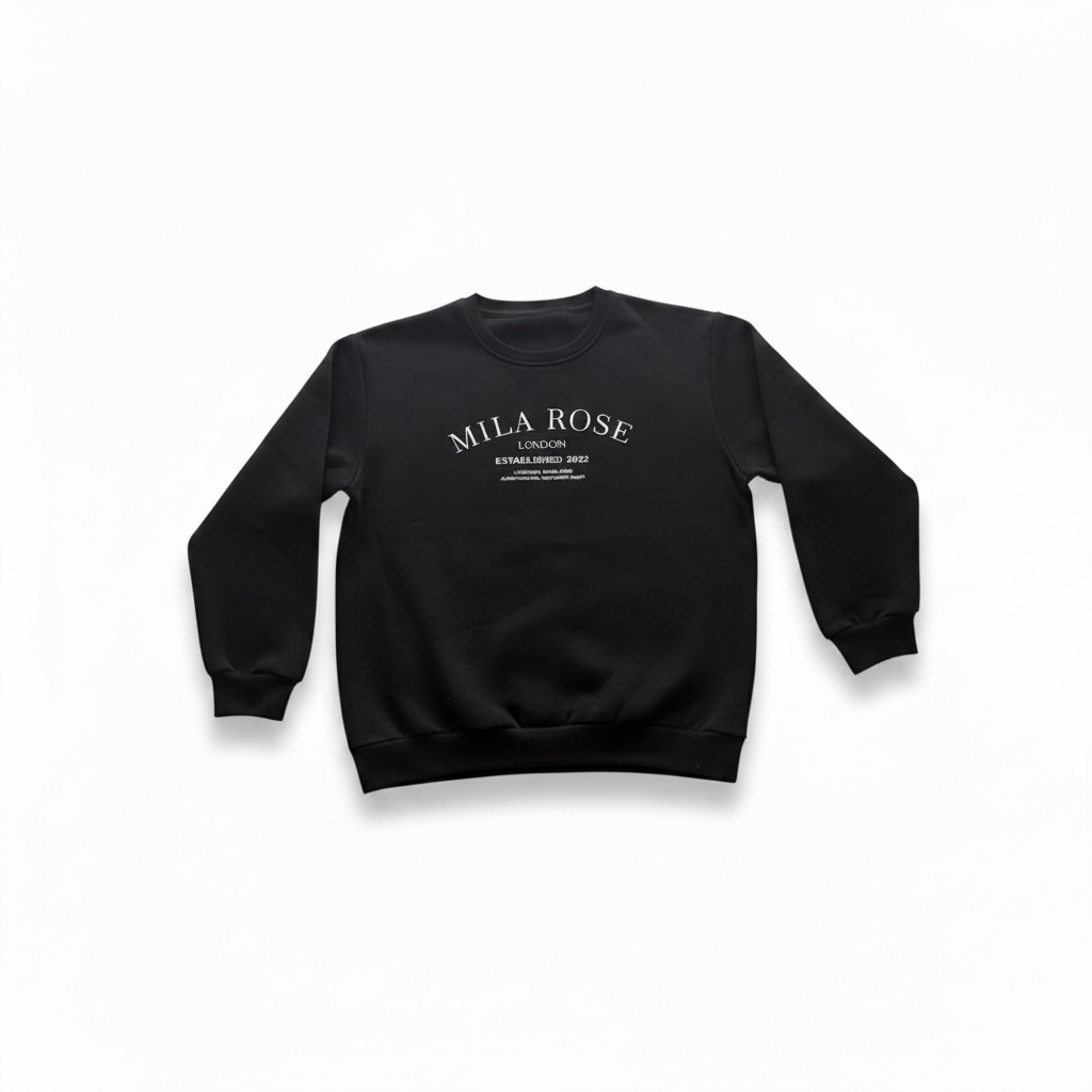 100% Cotton Crewneck Jumper - Black
