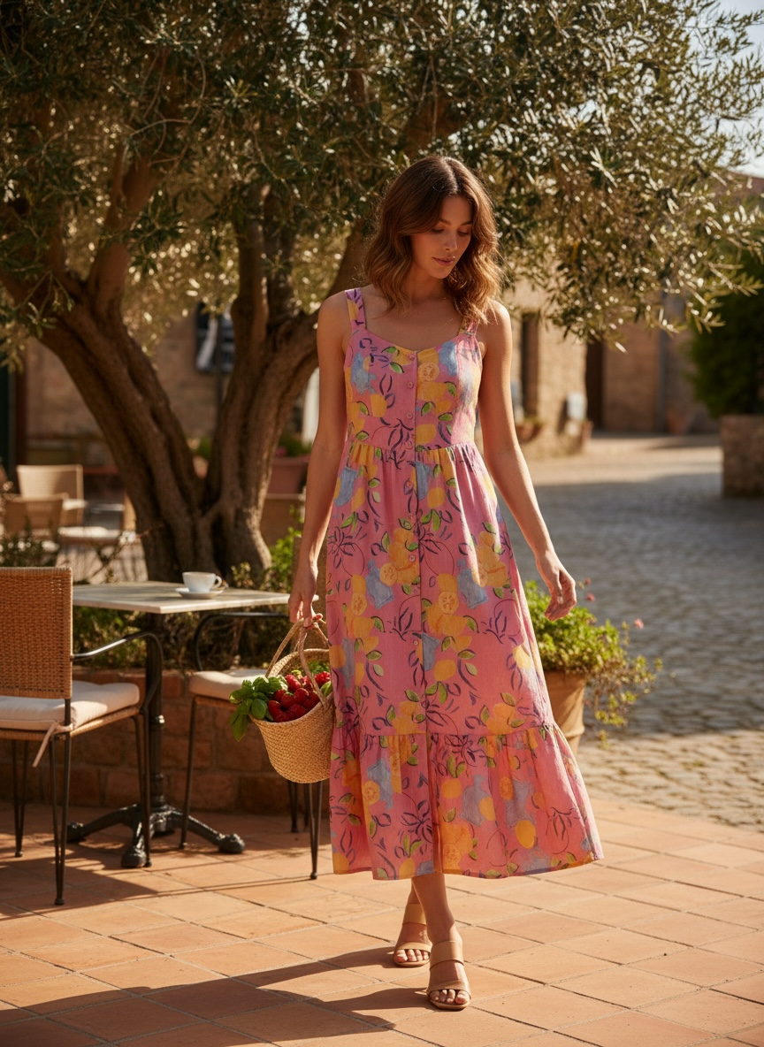 Floral Lemon Maxi Dress