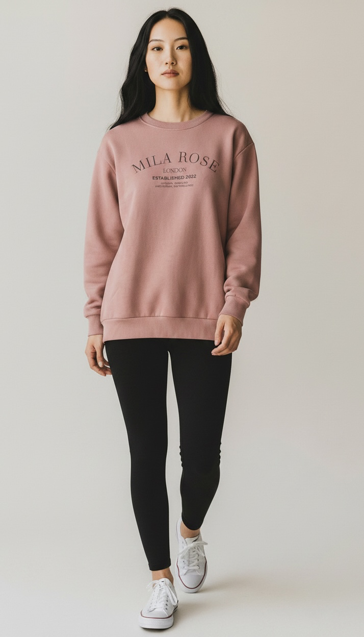 100% Cotton Crewneck Jumper - Dusky Pink⁠