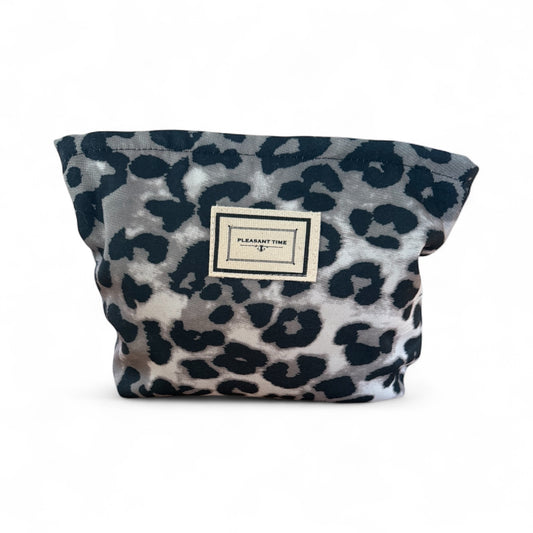 Leopard Print Cosmetic Makeup Pouch Grey