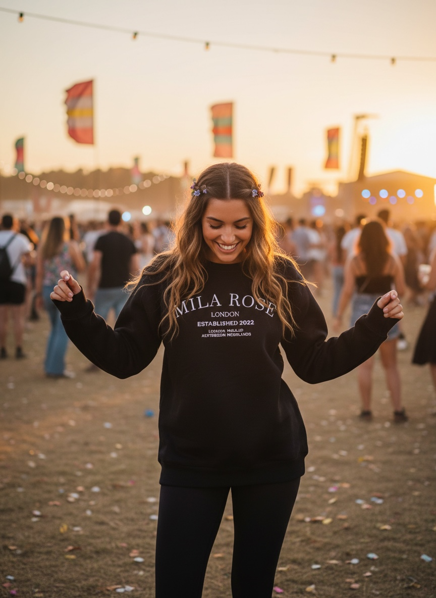 Mila Rose London Black Crewneck Sweatshirt - 100% Cotton