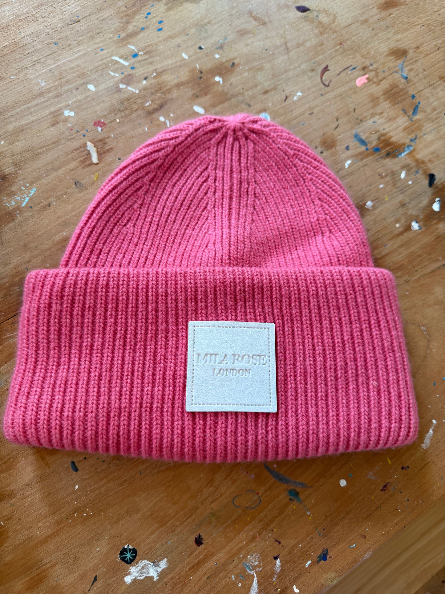 Winter Wool Hat Beanie Hot Pink