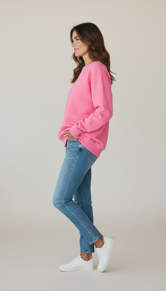 100% Cotton Crewneck Jumper - Pink