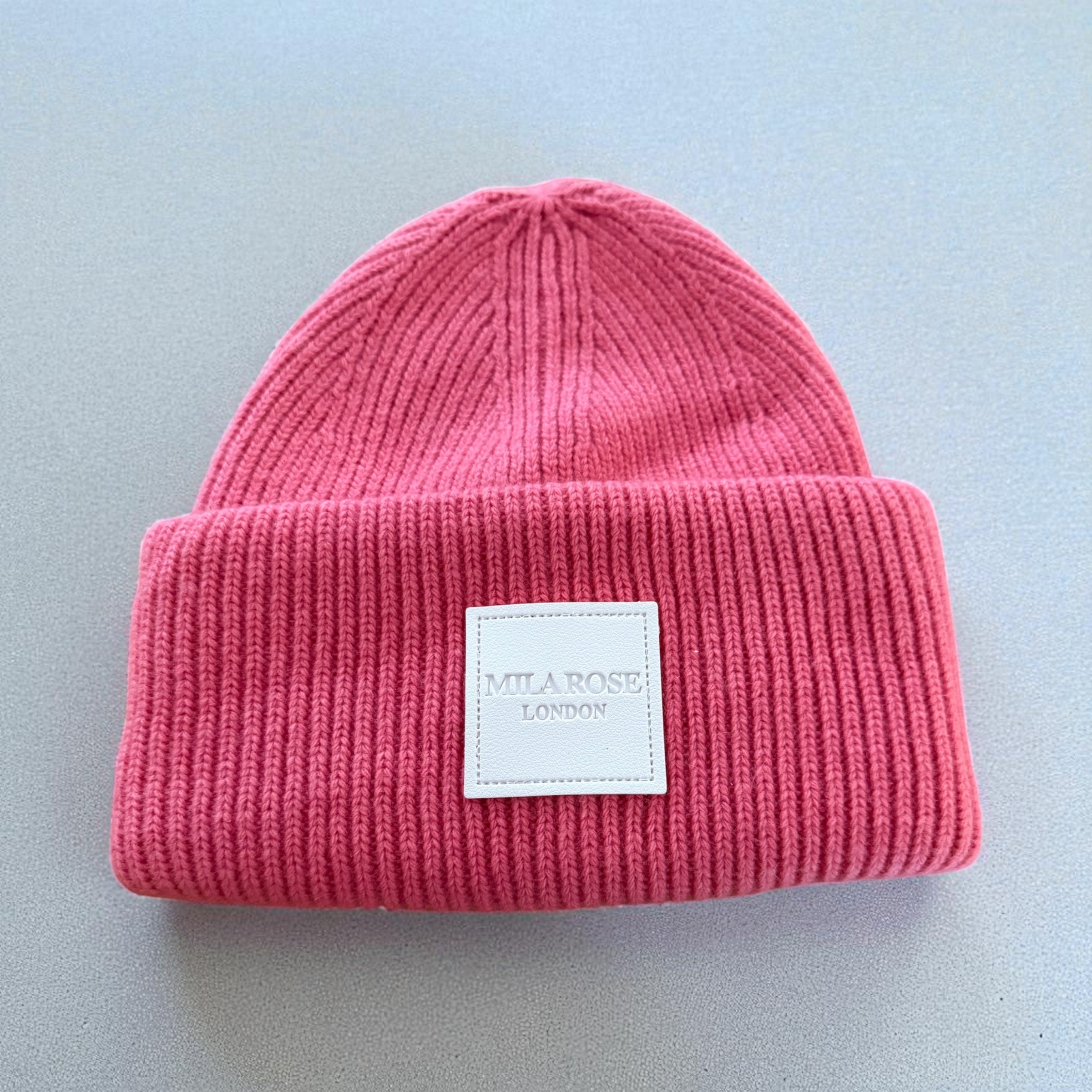 Winter Wool Hat Beanie Hot Pink