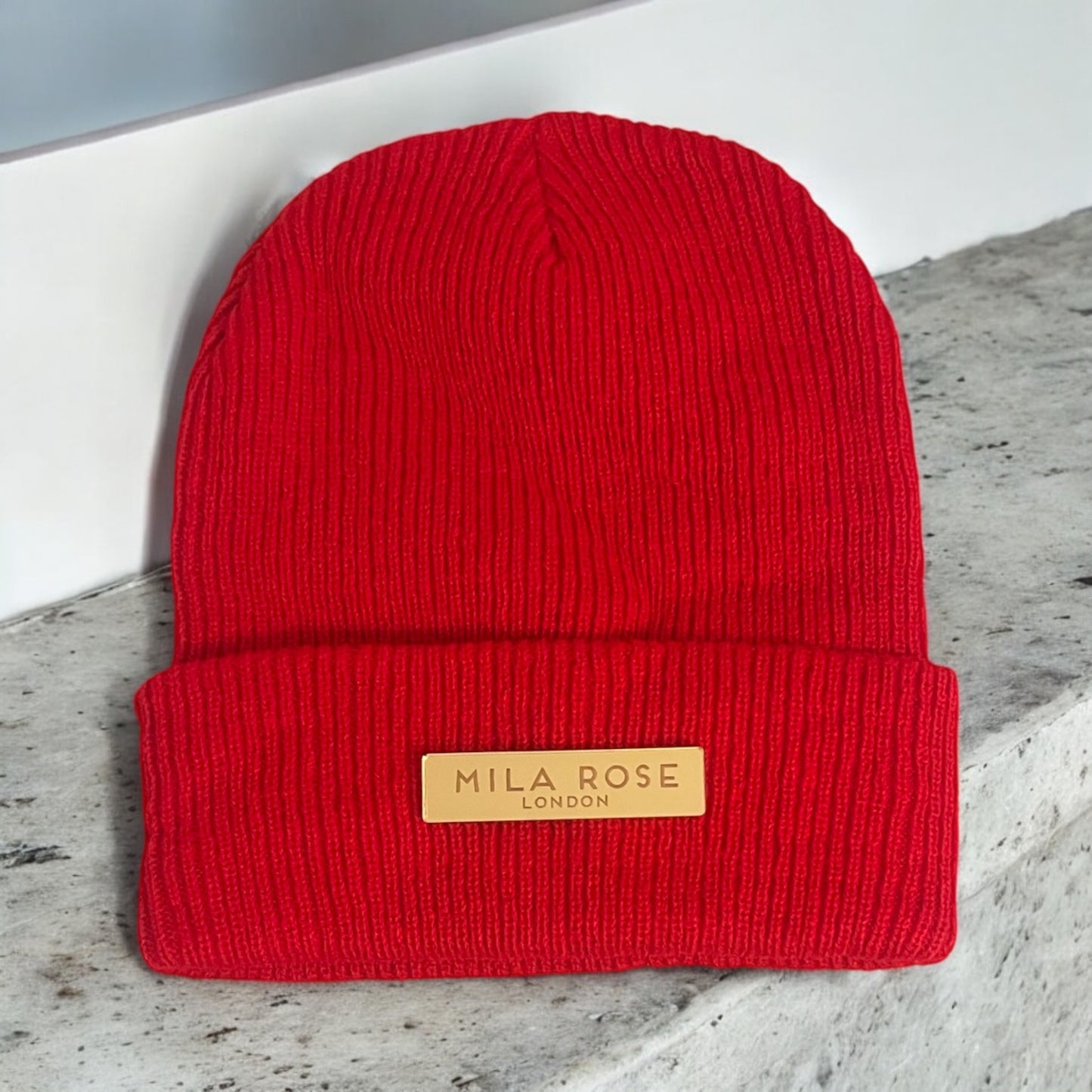 Winter Beanie Red & Gold Hat