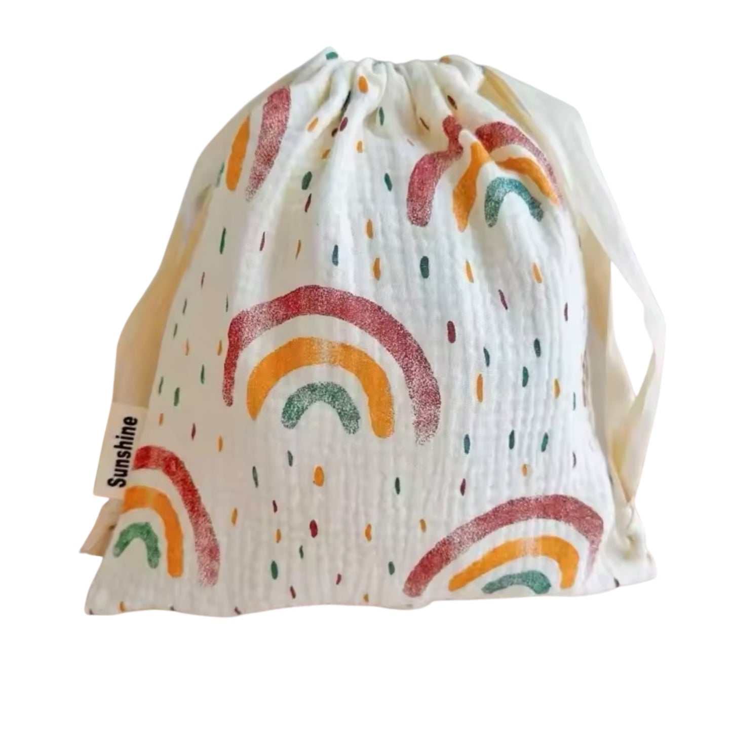 Cosmetic Drawstring Pouch Brown Rainbow (Made for smaller people)