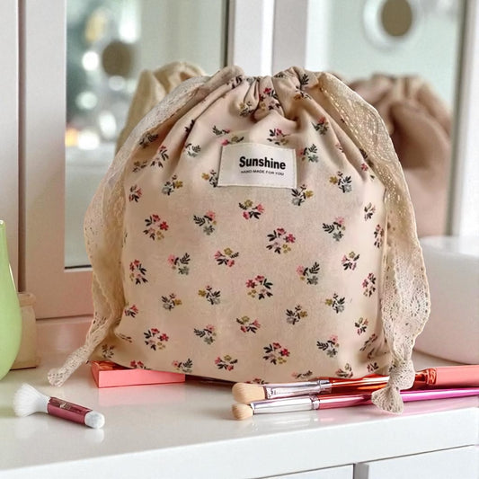 Cosmetic Drawstring Pouch Floral