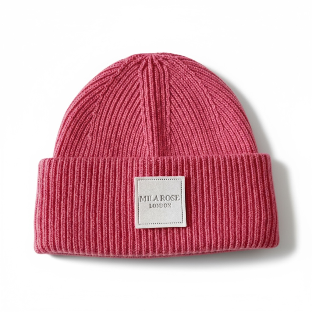 Winter Wool Hat Beanie Hot Pink