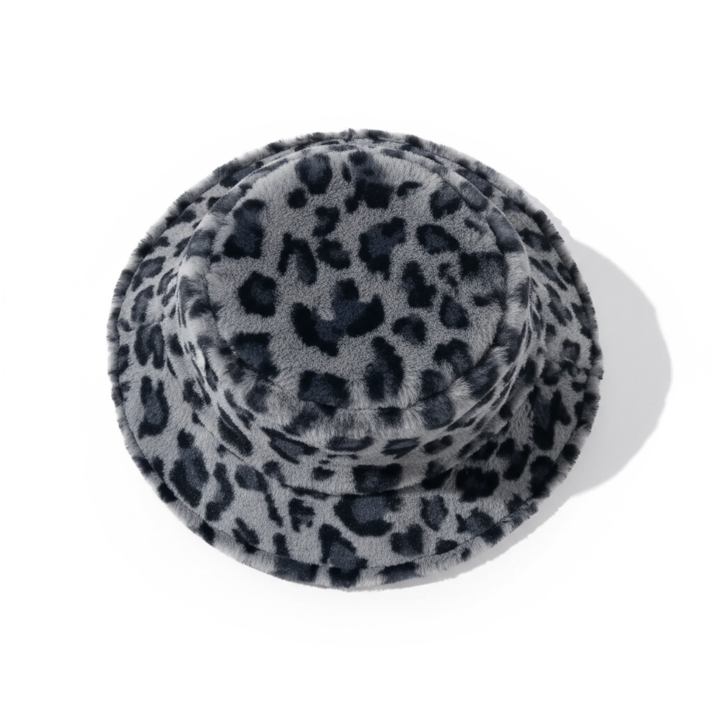 Grey Leopard Print Bucket Hat