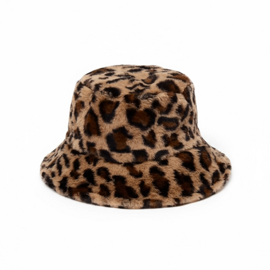 Brown Leopard Print Bucket Hat