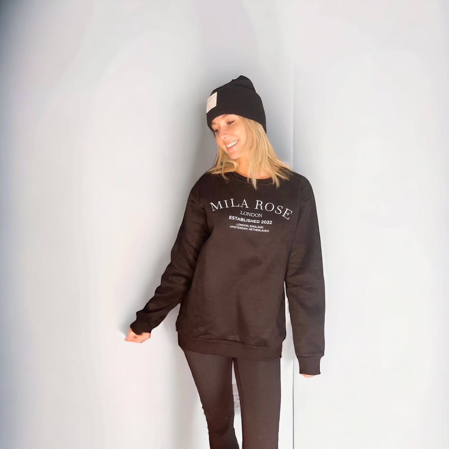 Mila Rose London Oversized Longline Fleece Sweatshirt Jumper Black