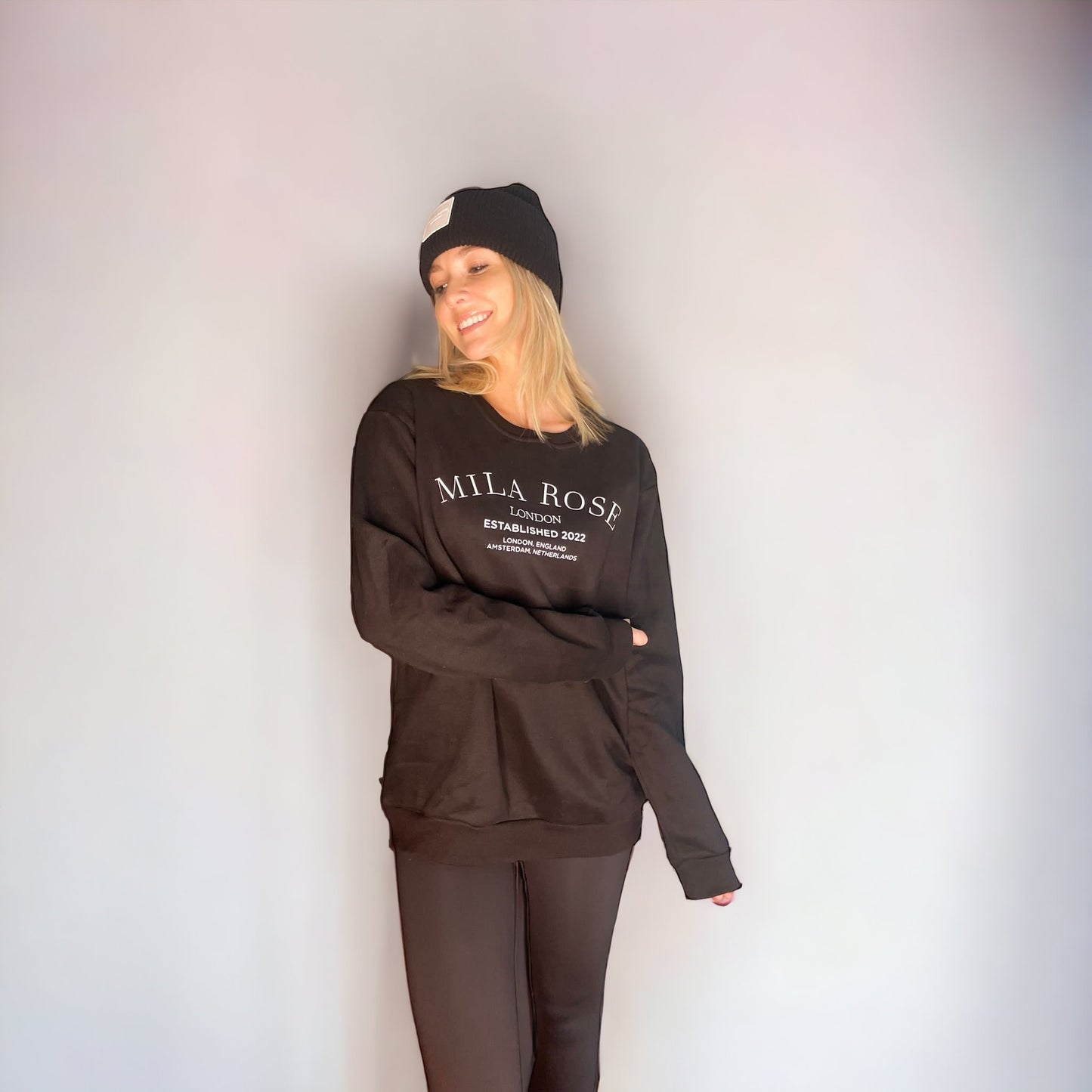 Mila Rose London Oversized Longline Fleece Sweatshirt Jumper Black