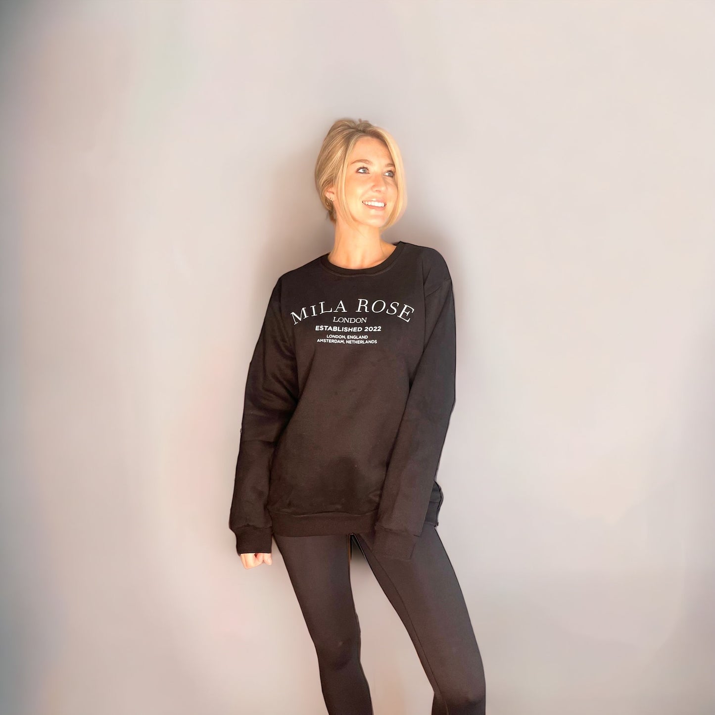 Mila Rose London Oversized Longline Fleece Sweatshirt Jumper Black