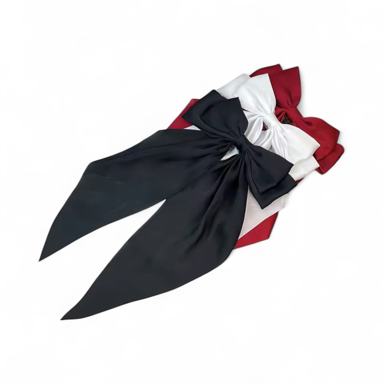Christmas Red Satin Hairband Bow with Clip