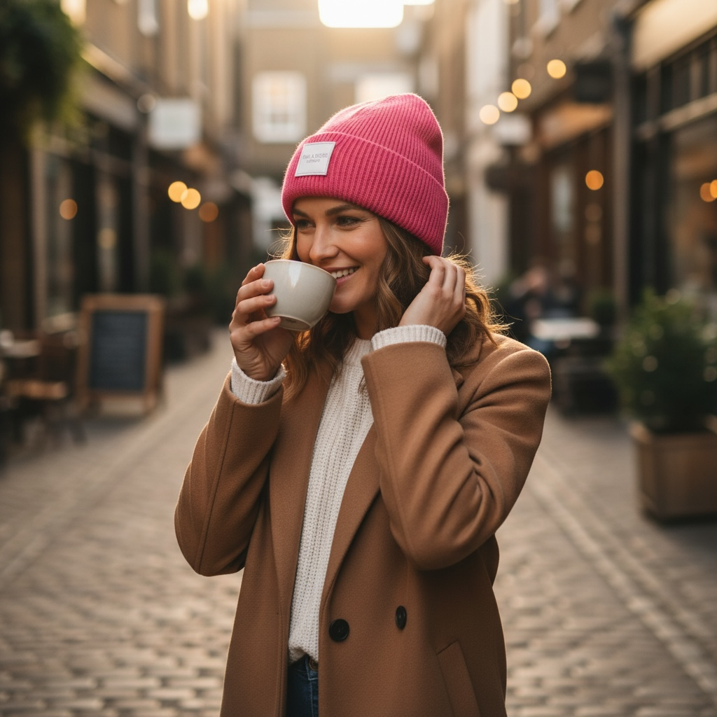 Winter Wool Hat Beanie Hot Pink