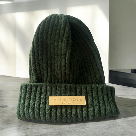 Winter Beanie Racing Green & Gold Hat