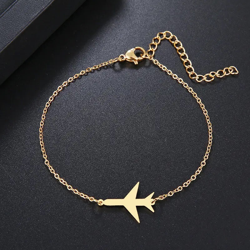 Silver Airplane Bracelet