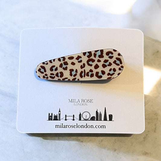 Leopard Print Oval Shape Geometric Hairpin