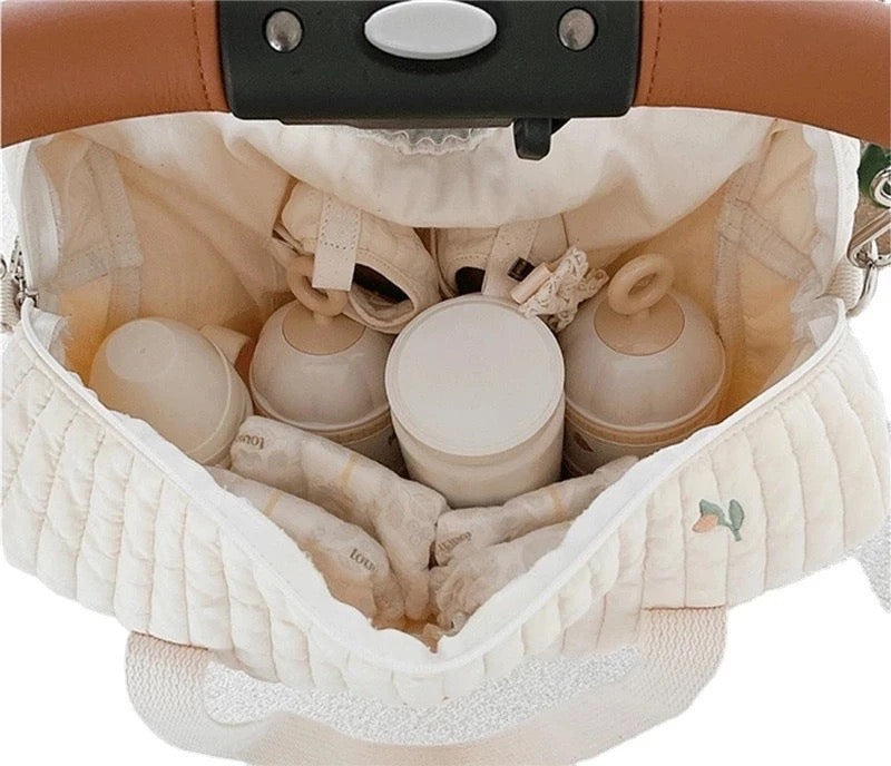 Olive Style Newborn Baby Care Diaper Bag Mummy Shoulder Bag Embroidery Quilted Stroller Diaper Storage Organizer Large Handbags