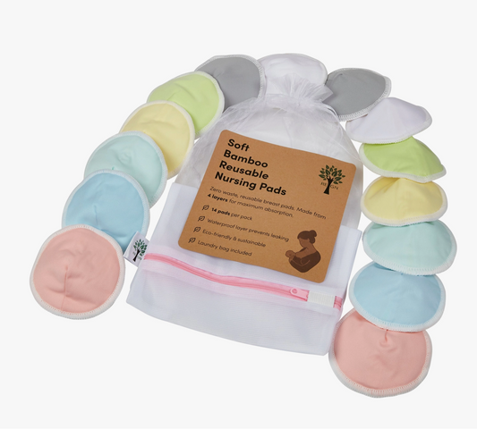 Reusable Nursing Pads (14 Pad Set, Storage & Wash Bag Included)