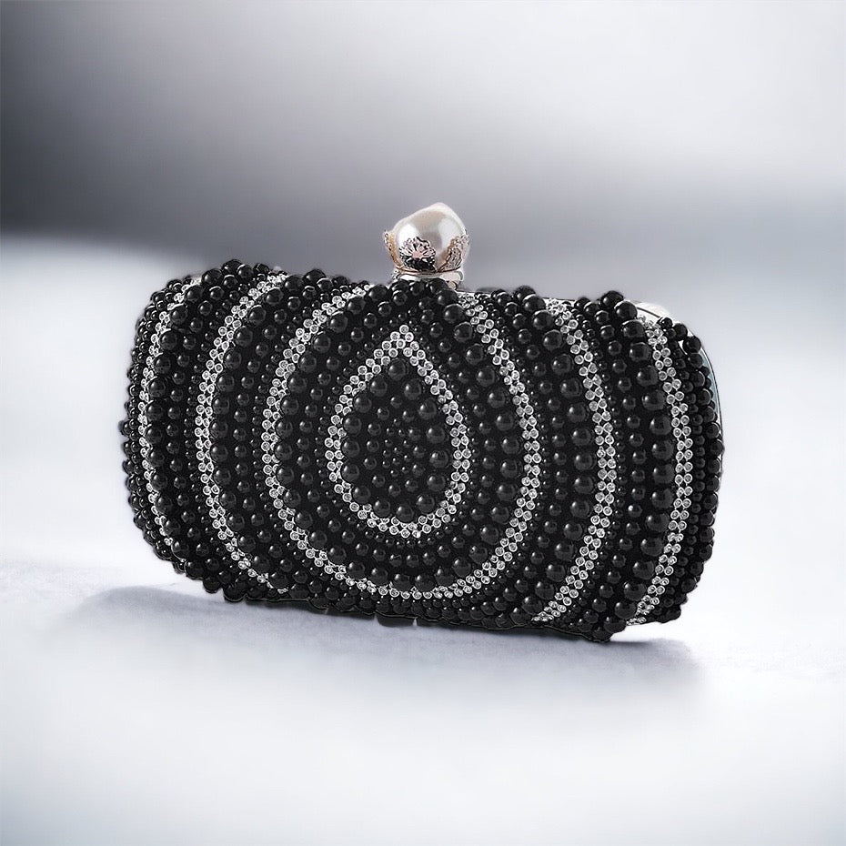 Pearl Black Clutch Handbag