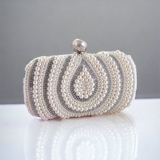 Pearl Silver Clutch Handbag