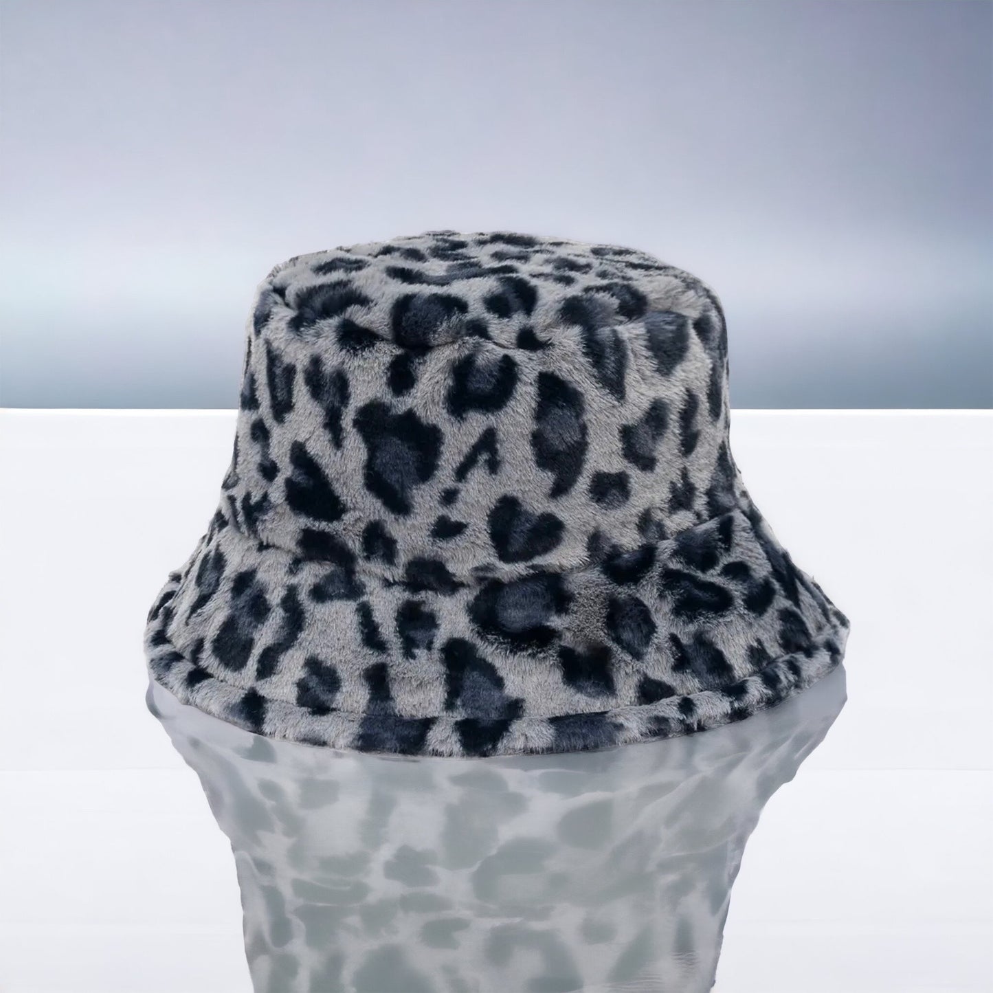 Grey Leopard Print Bucket Hat